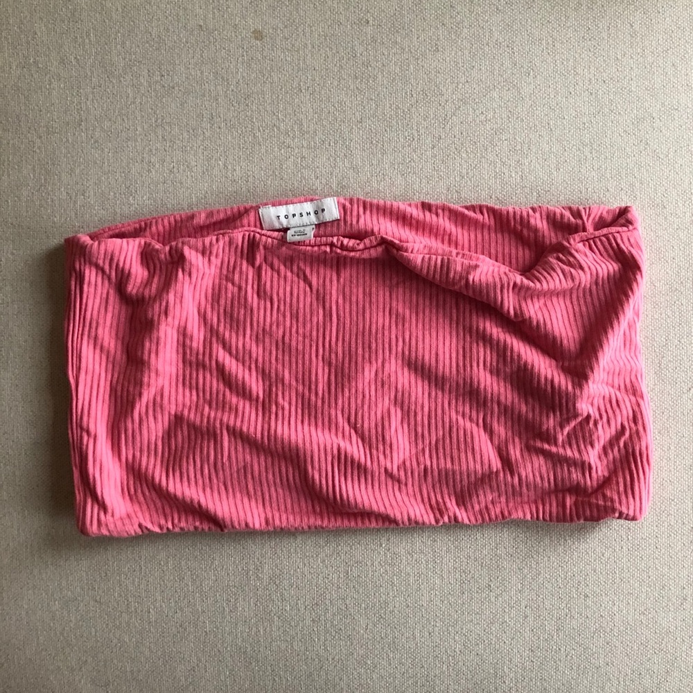 TopShop Ribbed Bandeau in Baby Pink NWOT